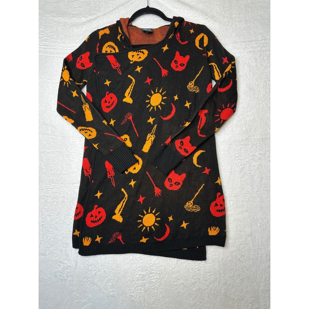 Her Universe Hocus Pocus Sweater Dress Womens XS Black Halloween Hooded 1014